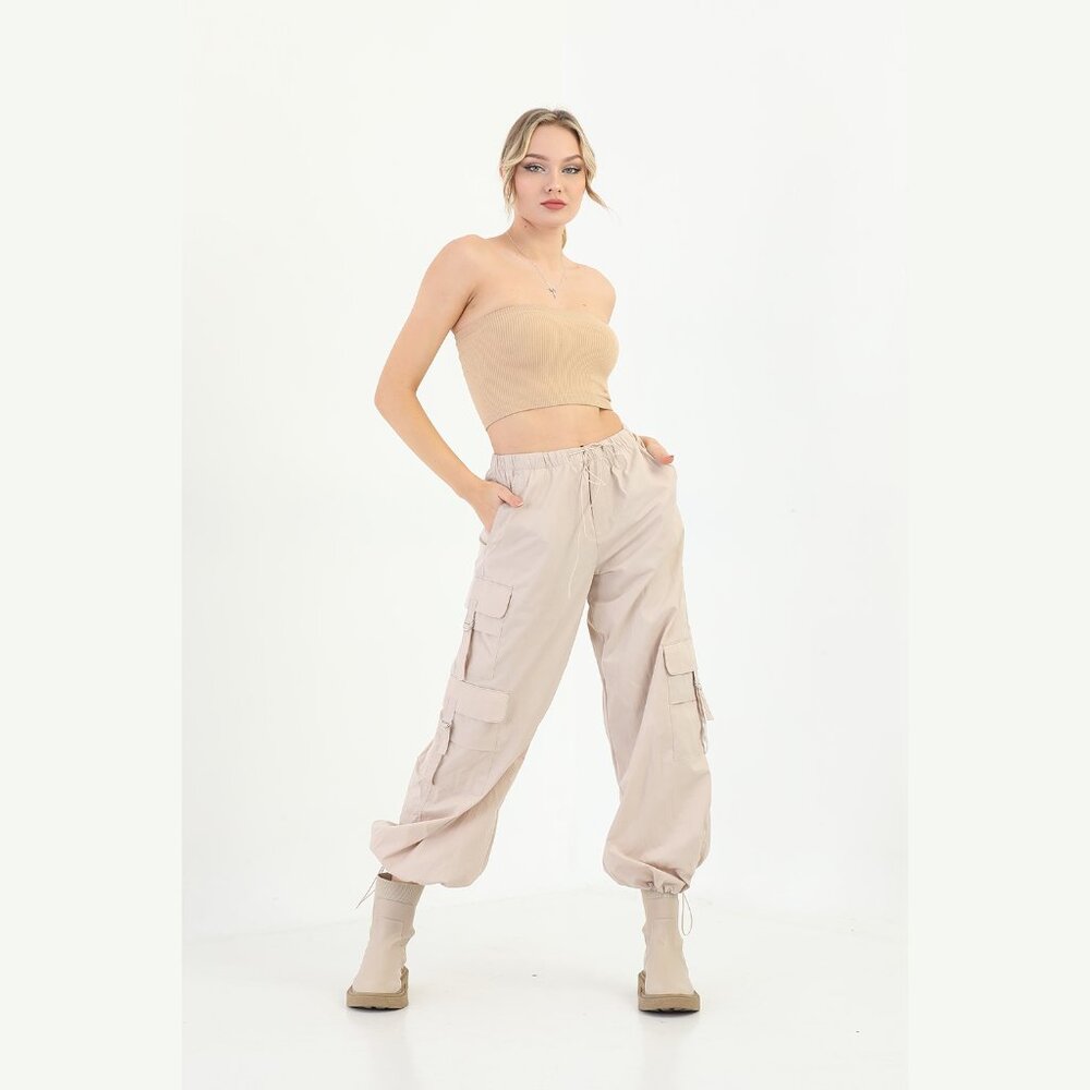 Beige Cargo Pants for Women